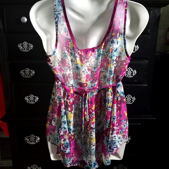 Forever 21 Colorful Floral Chiffon Top - Picture 2 of 2
